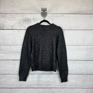 Astr The Label Women's Black & Silver Metallic Mock Neck Sweater Size Large